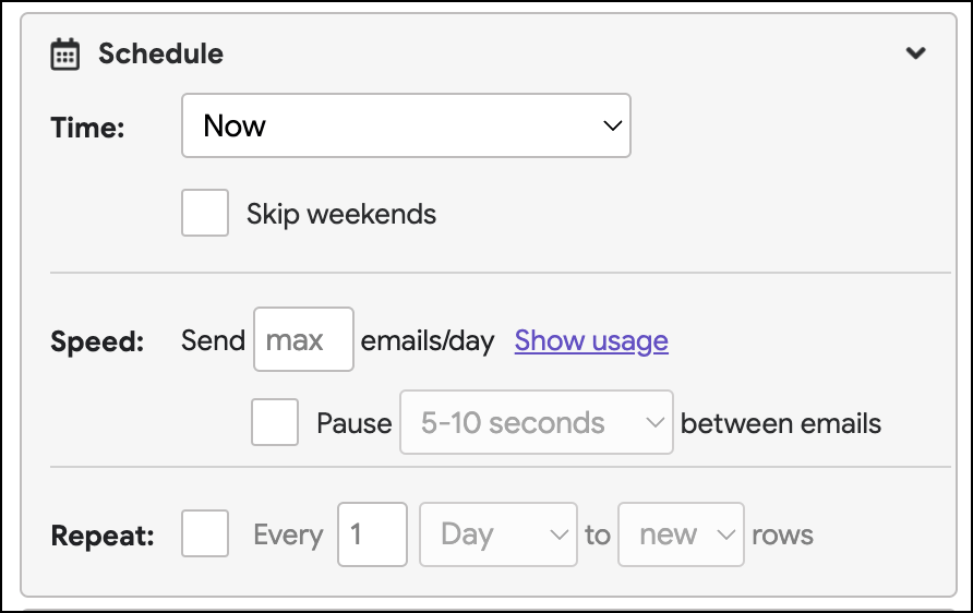 Settings box scheduling