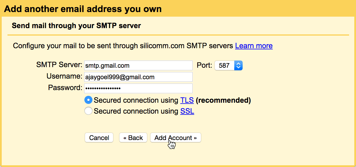 smtp server address for gmail