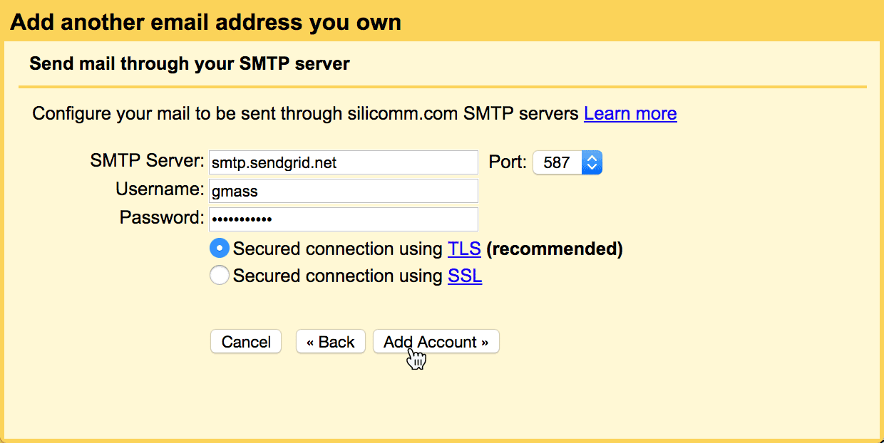 Gmail Use Sendgrid SMTP