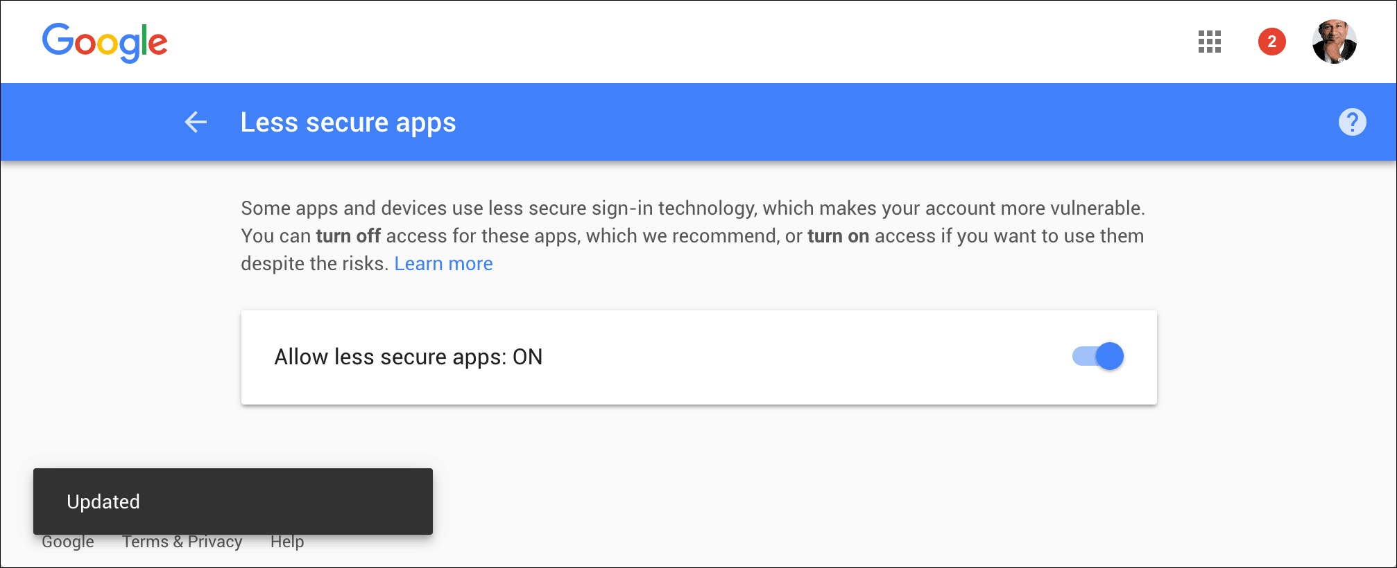 Google Less Secure Apps