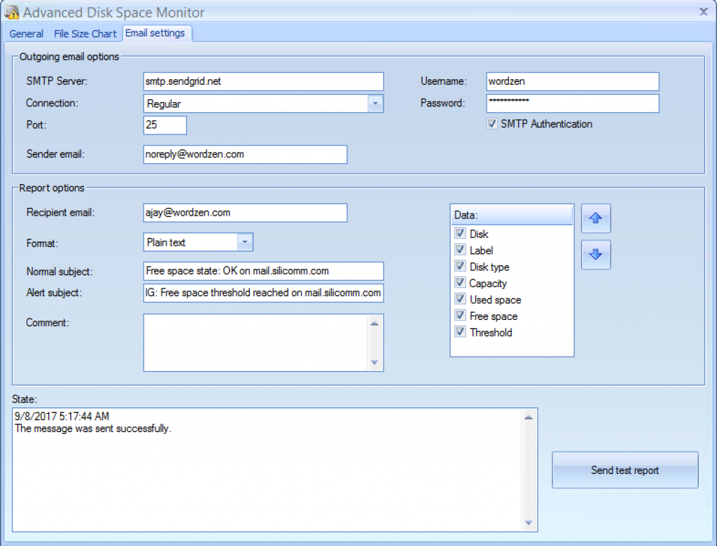 Advanced Disk Space Monitor Screenshot