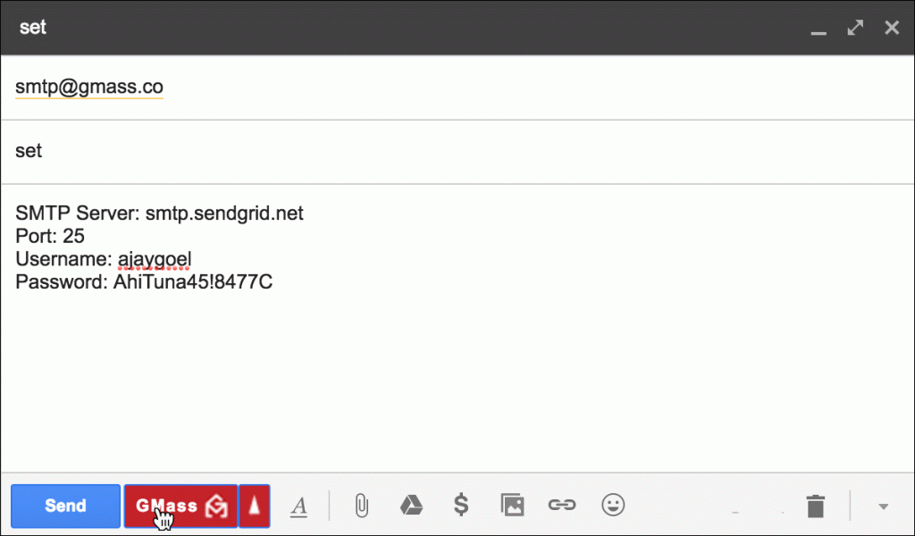 GMass SMTP Configuration