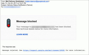gmail message rejected 69585