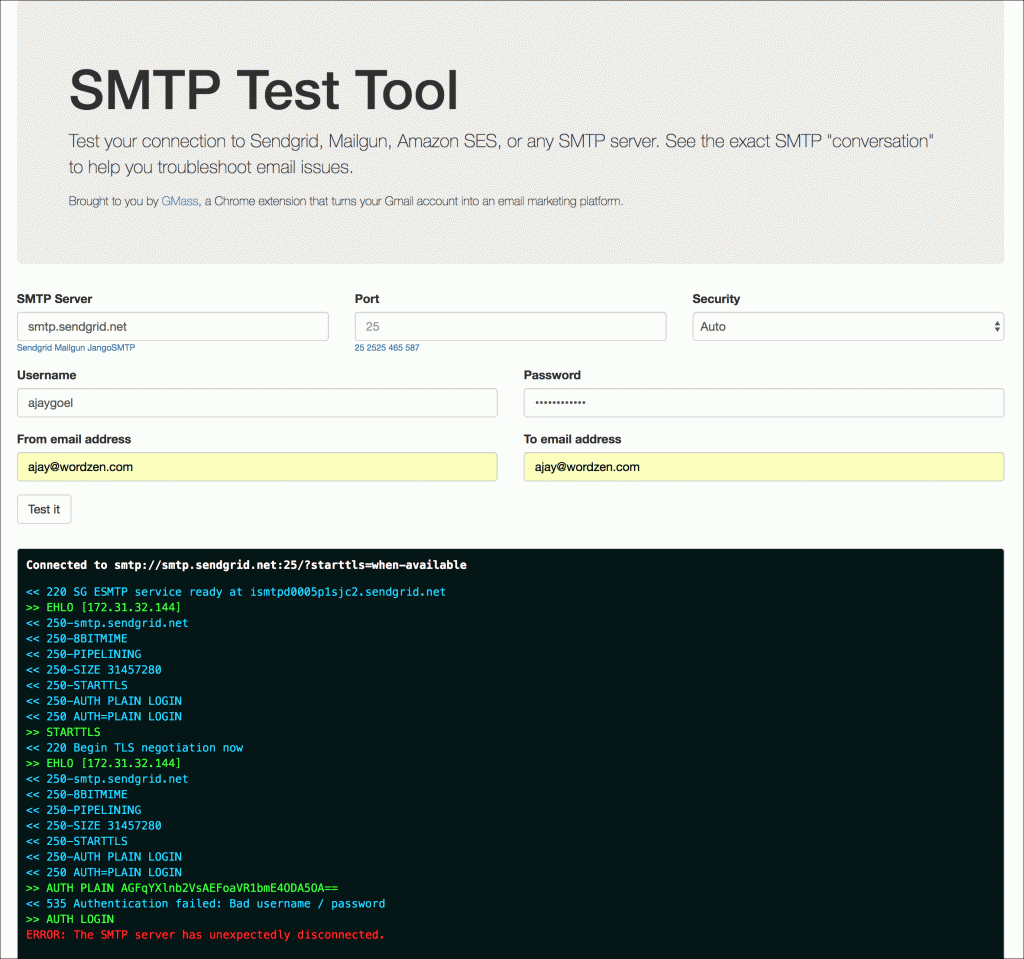 SMTP Test Tool