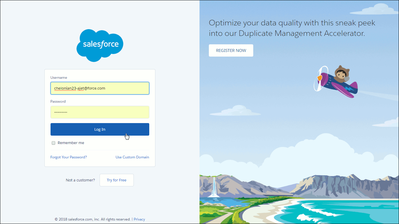 Shows user ready to log back in to Salesforce.