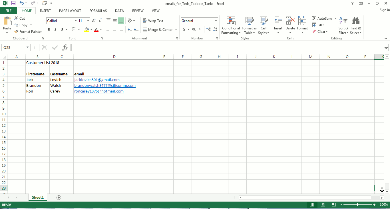 mail merge from an excel spreadsheet