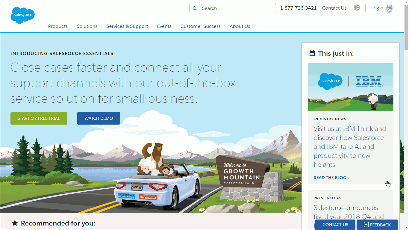 Shows Salesforce main website.