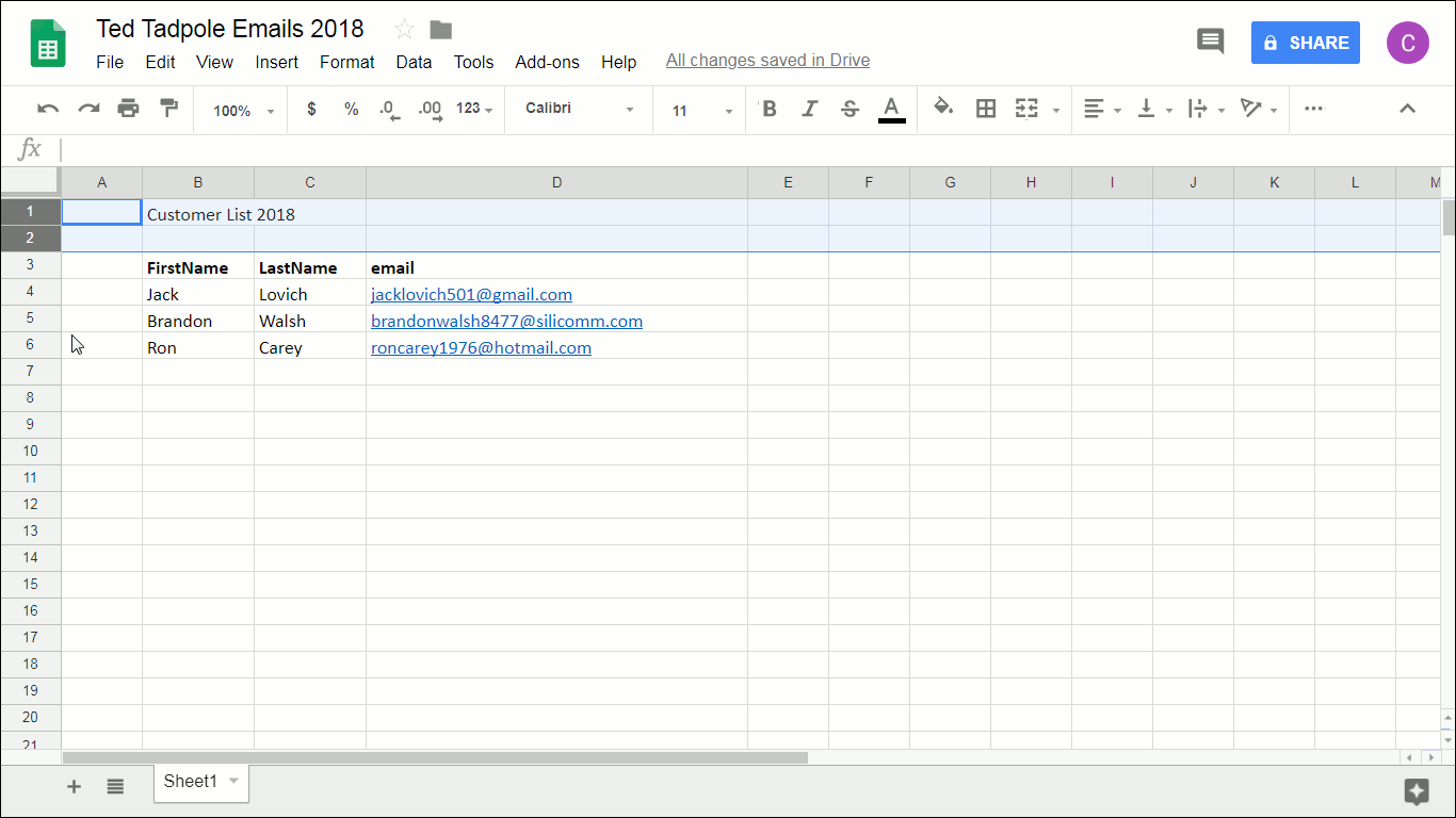 excel mailings