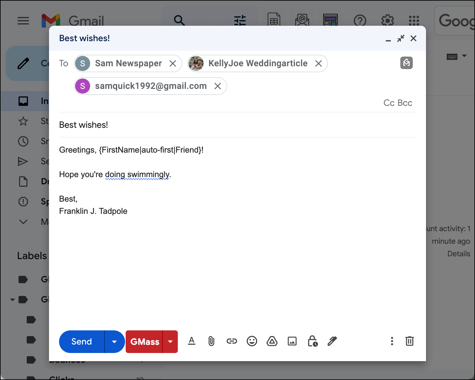 Compose email in GMass