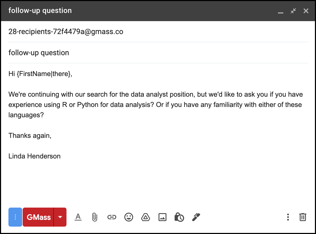 Compose your email as usual in Gmail
