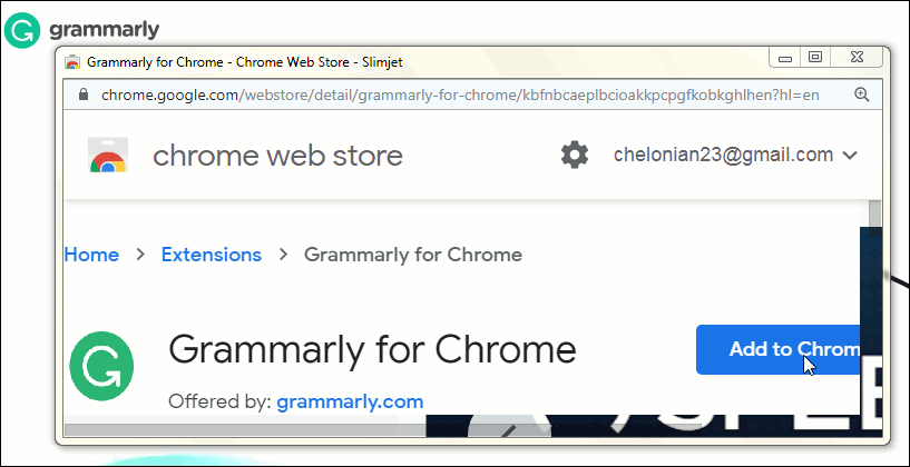 Grammarly's install popup.