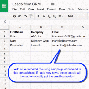 gmail google spreadsheet recurring campaigns