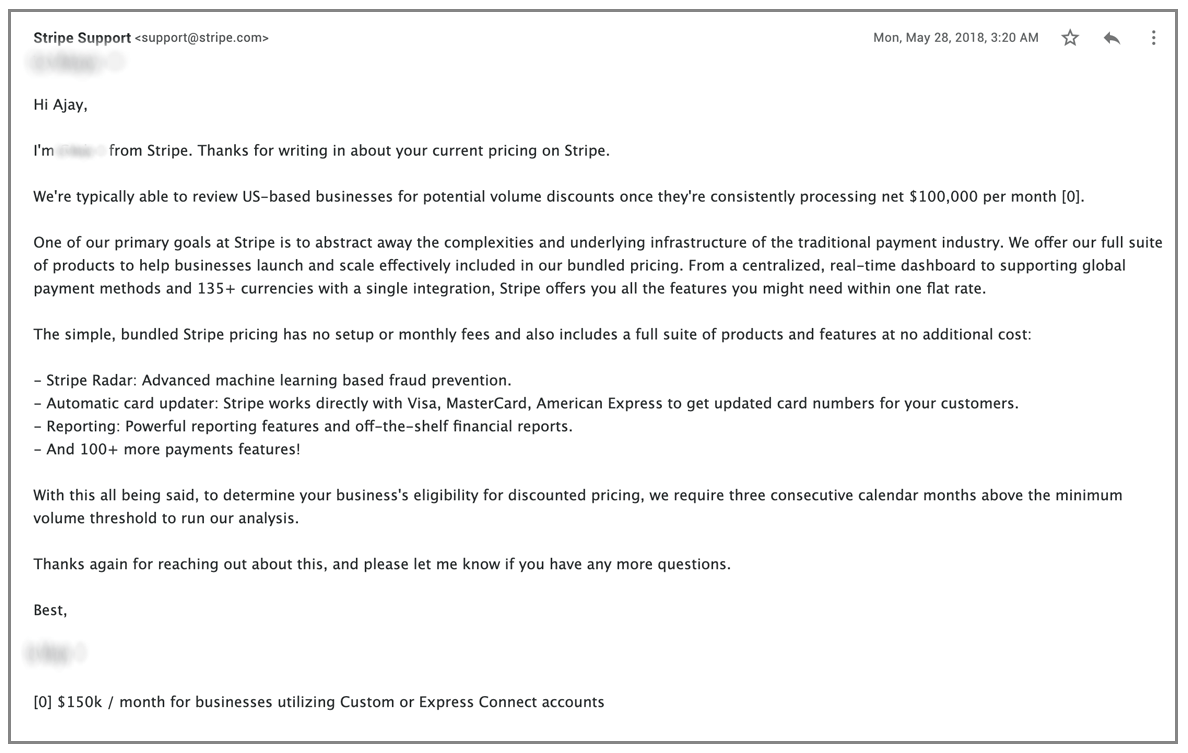 Stripe Support email 2