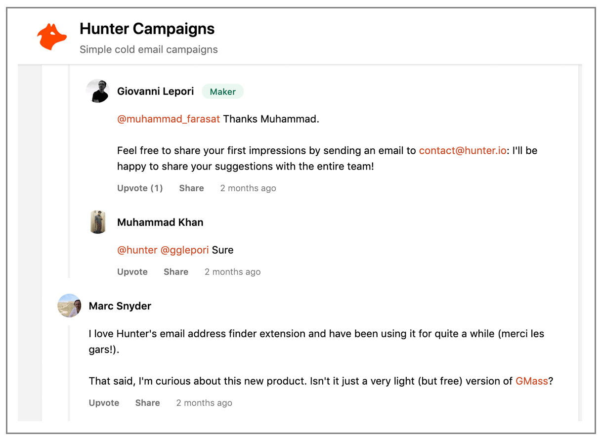 Hunter comments about GMass