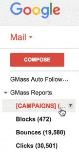 Shows the location of GMass reports inside your Gmail account.