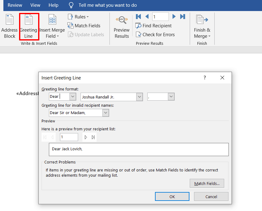 how to import addresses from excel to word for labels