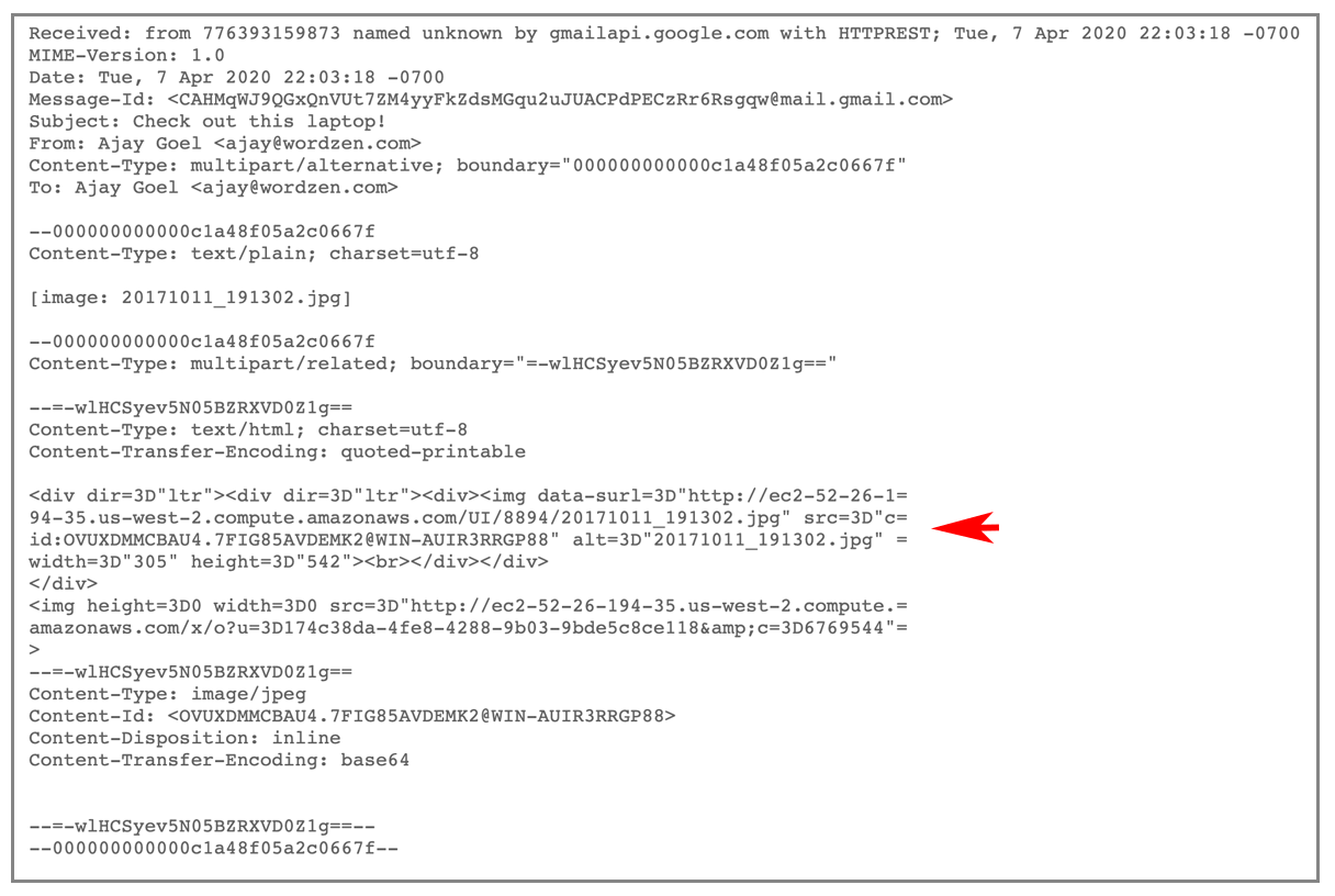 embedded Gmail code