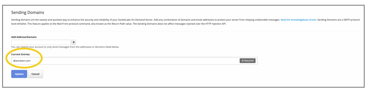 SocketLabs default domain cannot be changed