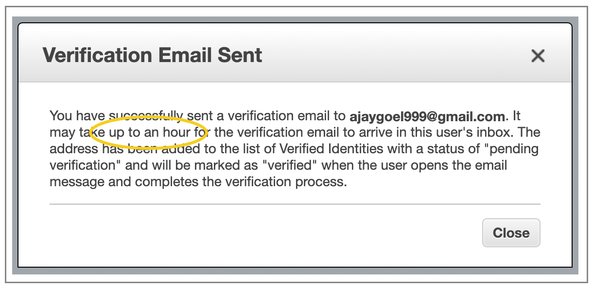 Amazon SES verification email
