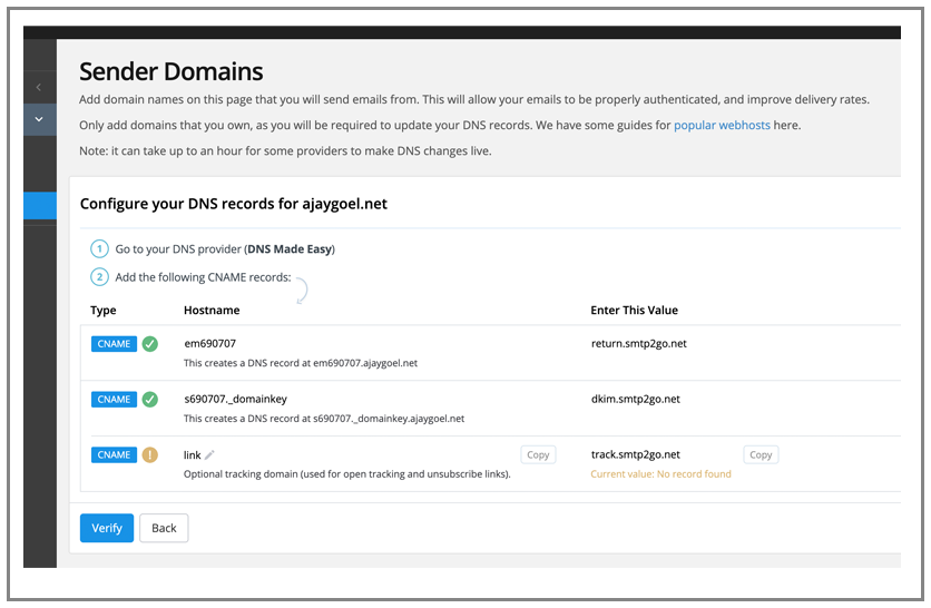 SMTP2GO 2 - sender domains