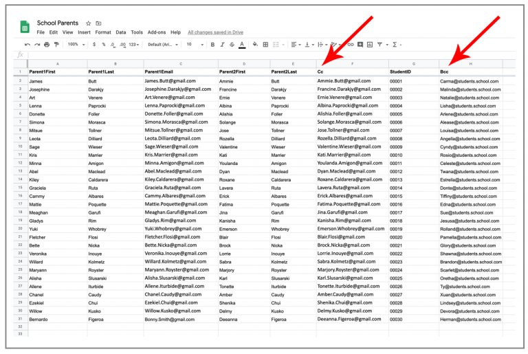 How to send a mail merge to TWO people per row
