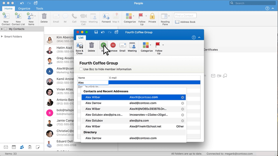 create email group in outlook mac