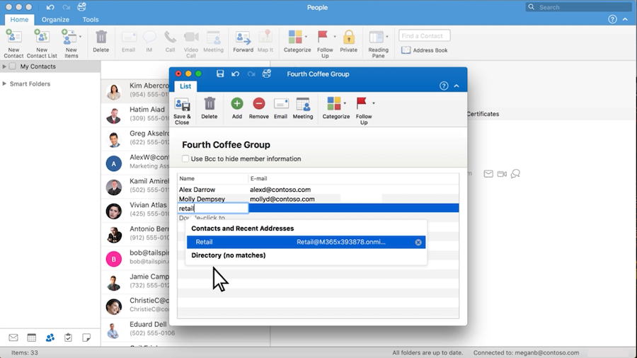 add people to mail group outlook