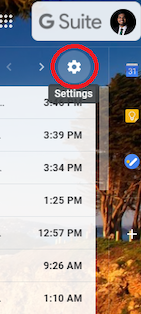 Gmail interface showing Settings icon