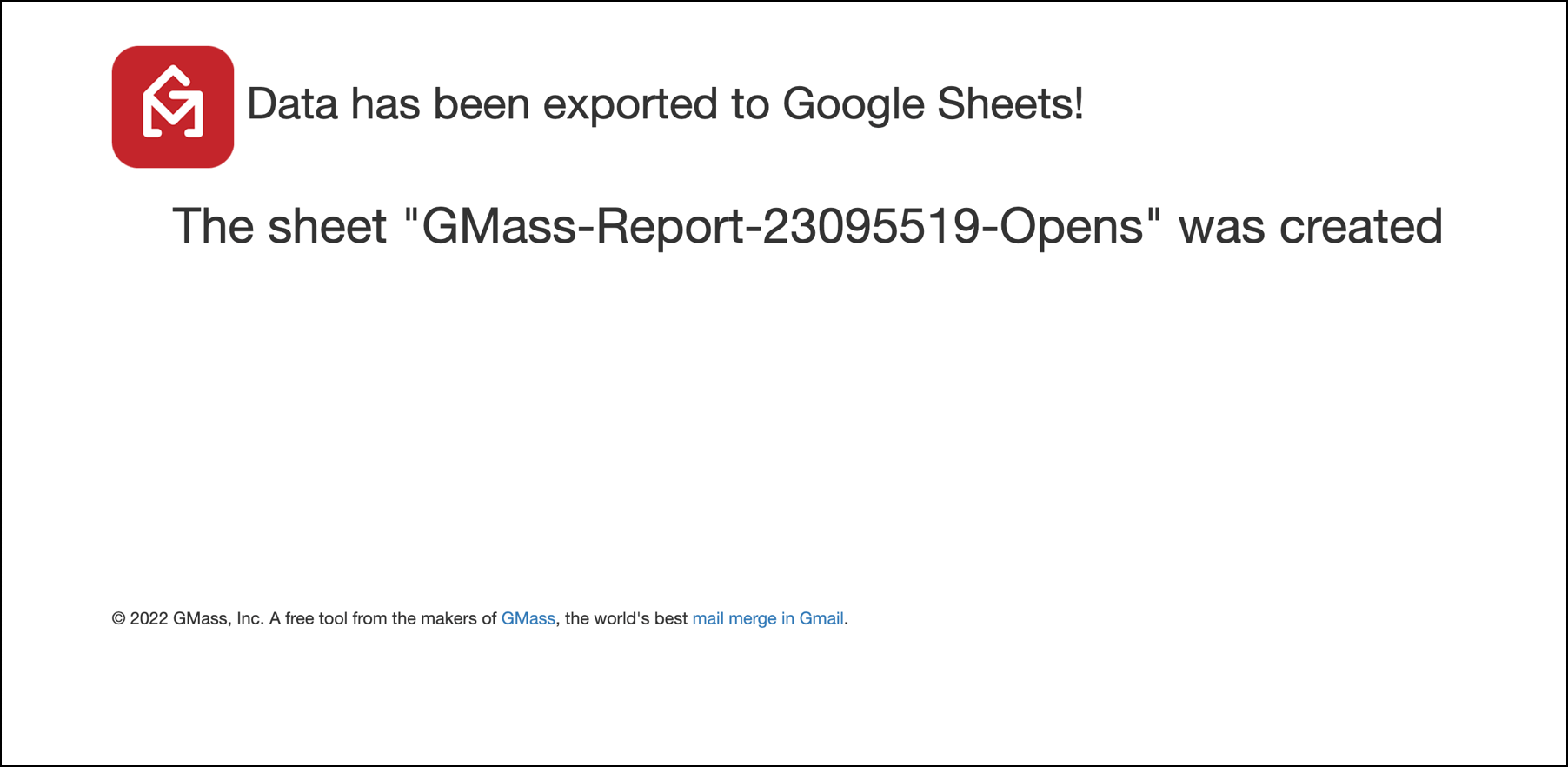 Exported to Google Sheet