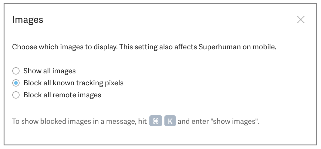 Superhuman pixel blocker settings