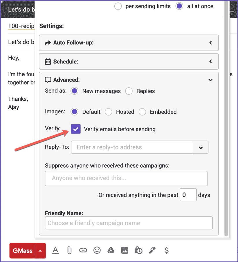 Email Scrubbing - Auto Verification in GMass