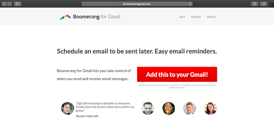 Boomerang homepage