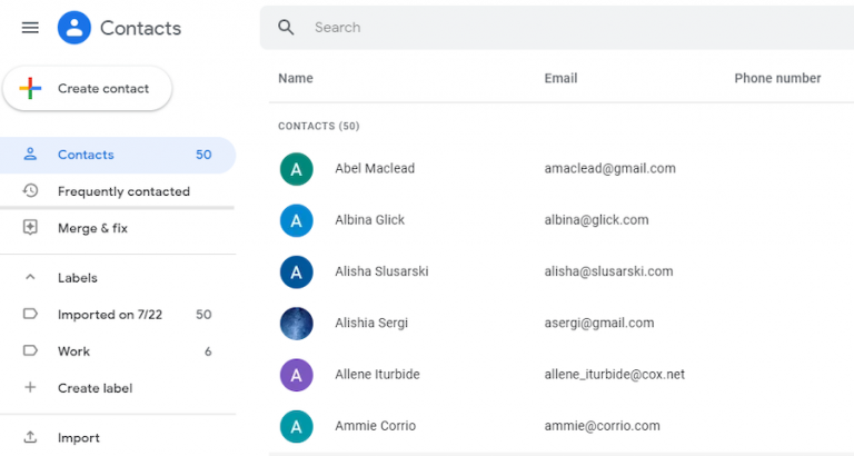 how to find your contact list in gmail