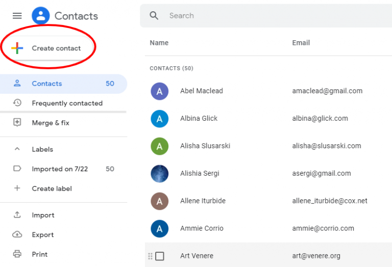 how can i add my contacts to gmail