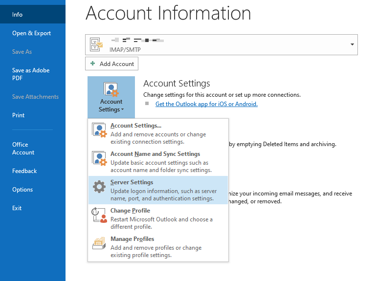 incoming outlook mail server settings sbcglobal.net