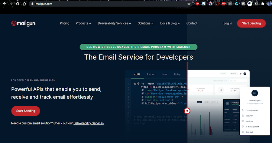 Mailgun Homepage