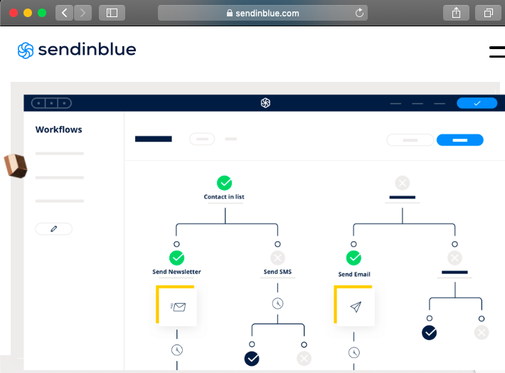 Sendinblue website showing the Marketing Automation feature