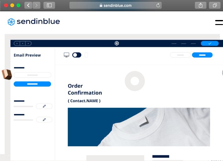 Sendinblue website showing the Transactional Email feature