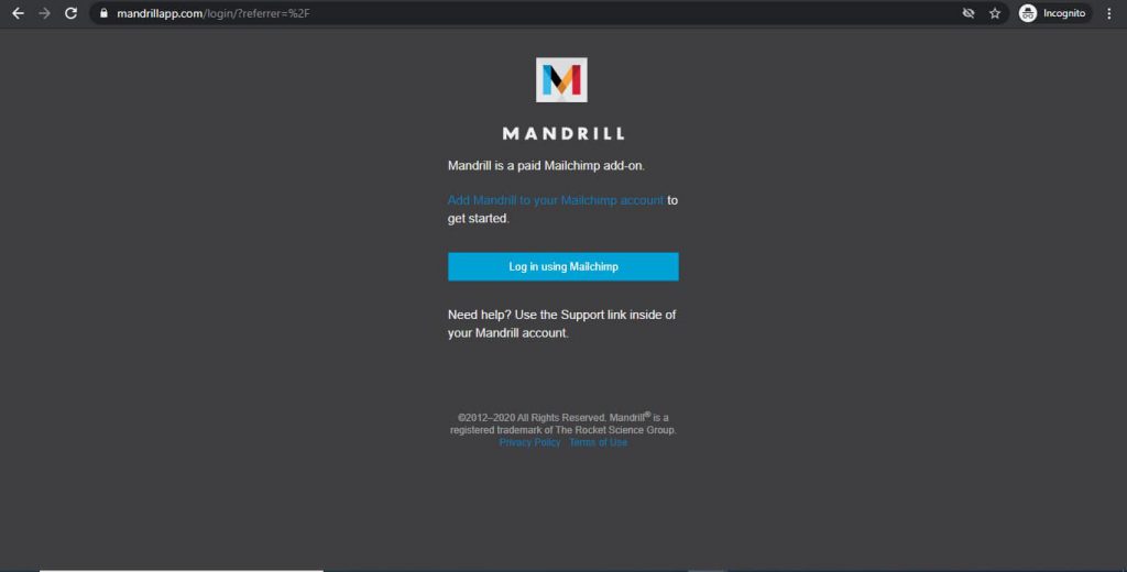 Mandrill Homepage