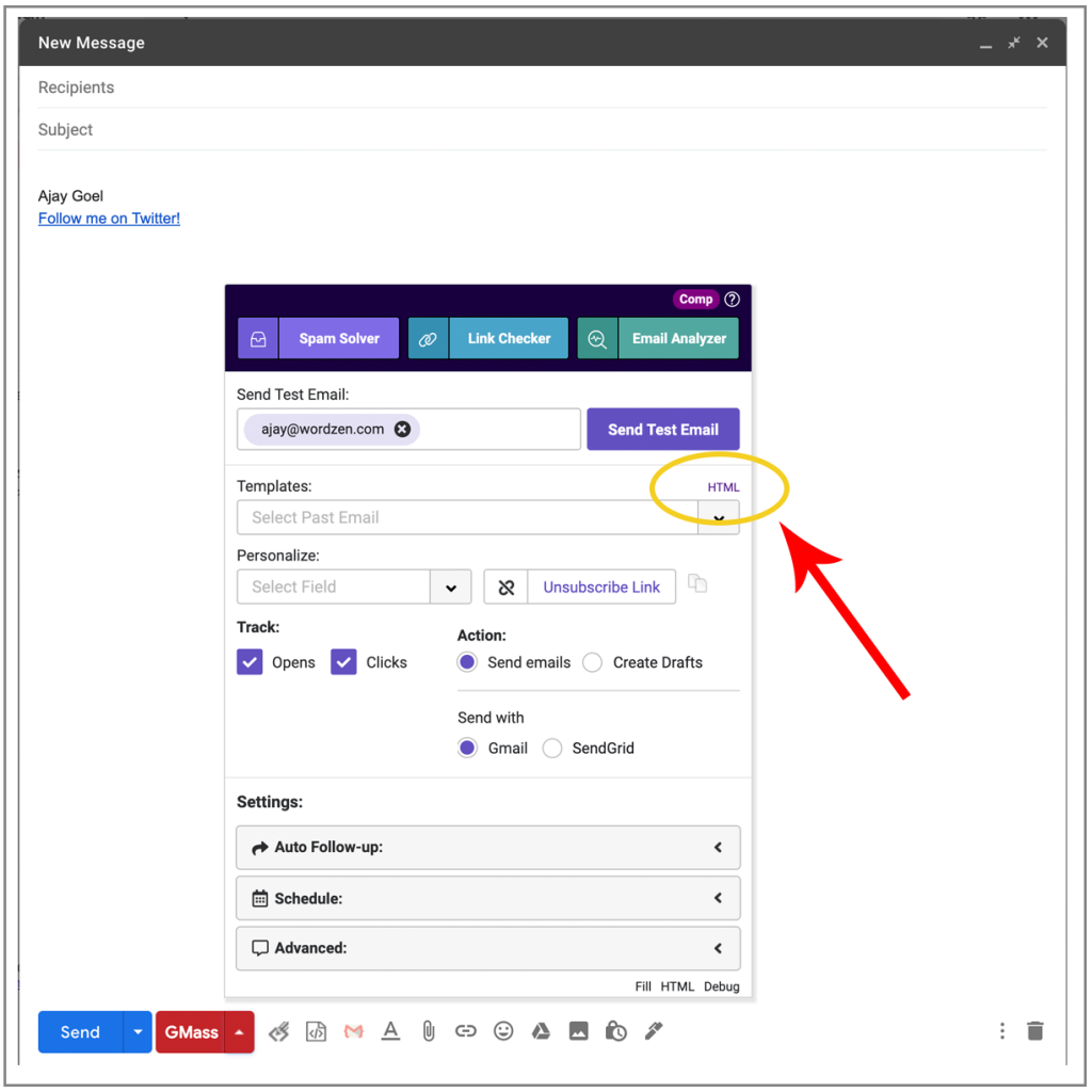 how to send email in html format in gmail