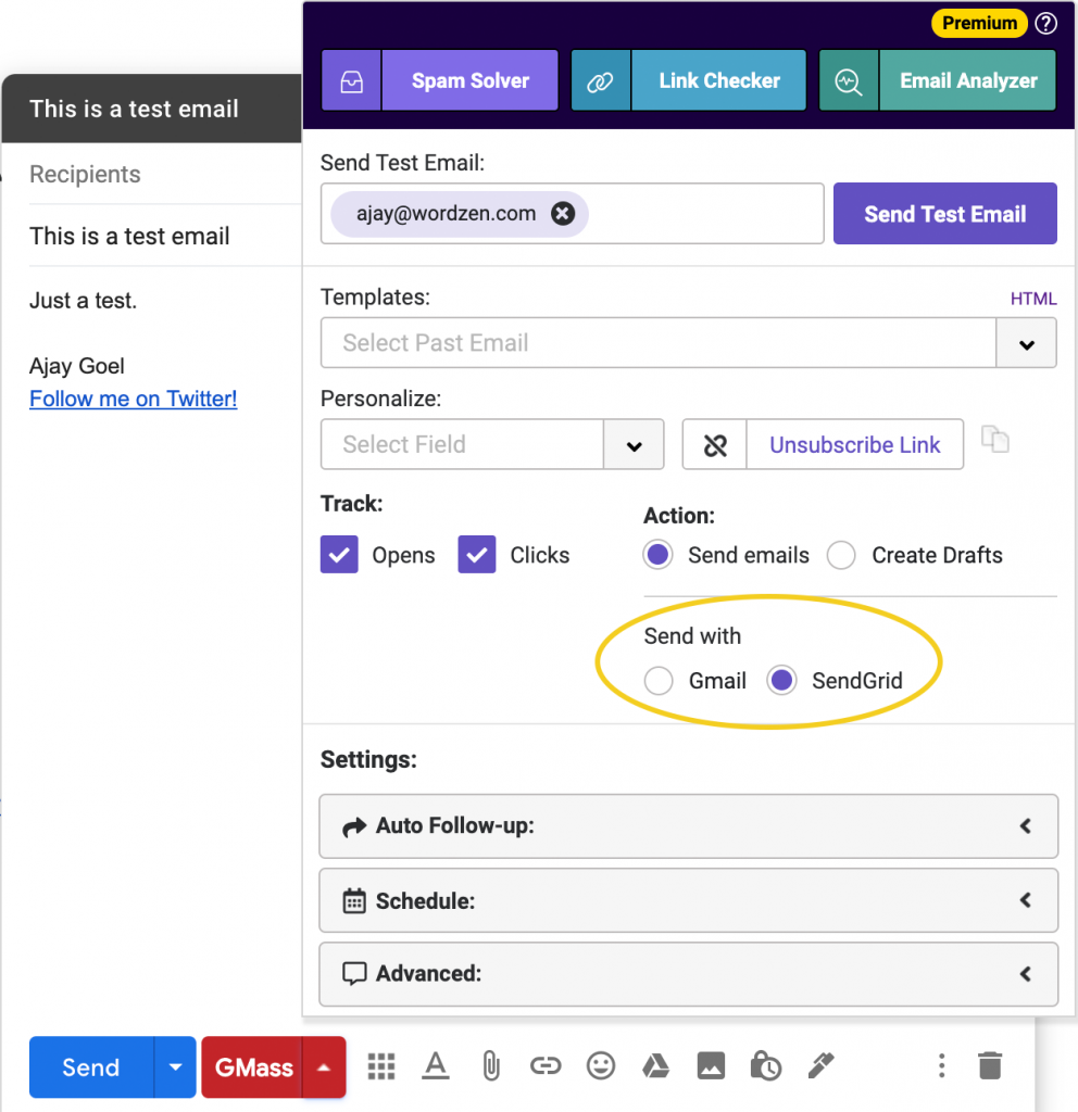 SMTP settings