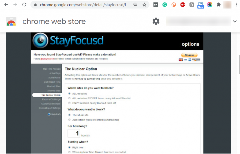 Chrome Extensions StayFocusd