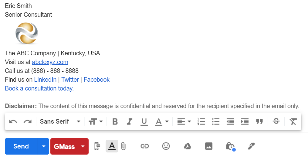 professional email signature examples outlook