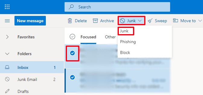 how to set up spam folder in outlook 2016