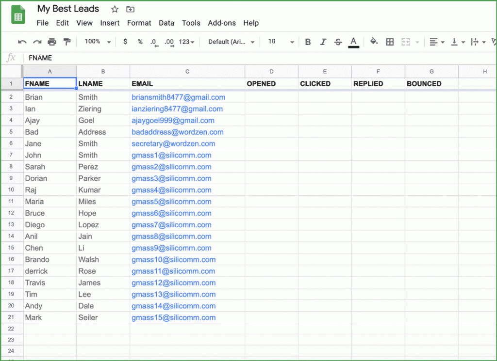 quick spreadsheet mail merge