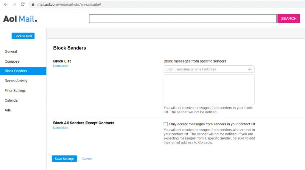 block-senders-settings