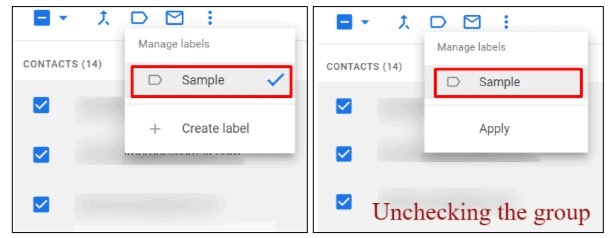 uncheck label name