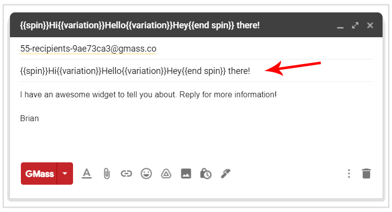 variation using spin syntax