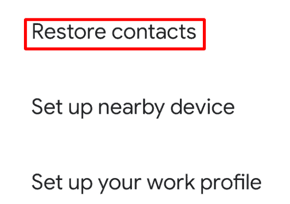 Restore contacts