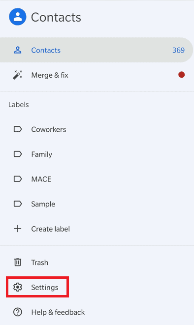 Settings tab